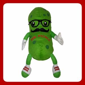 Fiesta Mr. Pickle Mascot Plushie Hipster Novelty Stuffed Animal Green Toy EUC